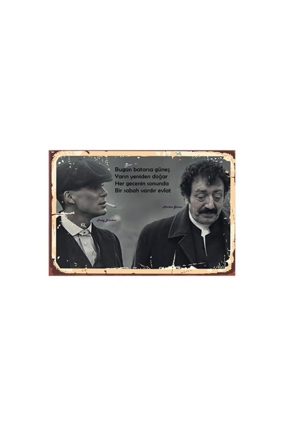 Müslüm Gürses & Peaky Blinders Tasarımlı 20x30 Cm Retro Ahşap Tablo