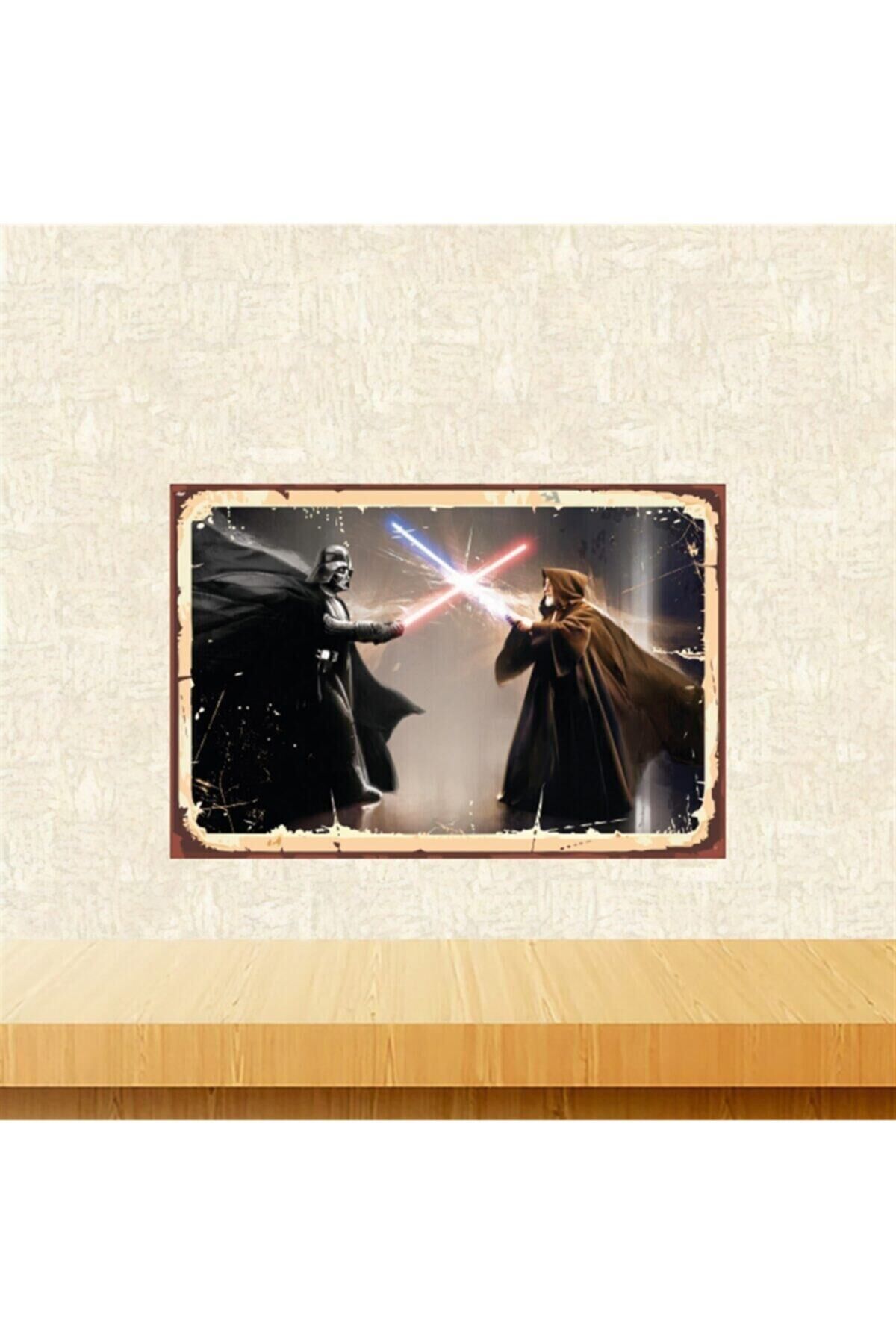 Star Wars Tasarımlı 20-30 cm Retro Ahşap Tablo Tkfx5686