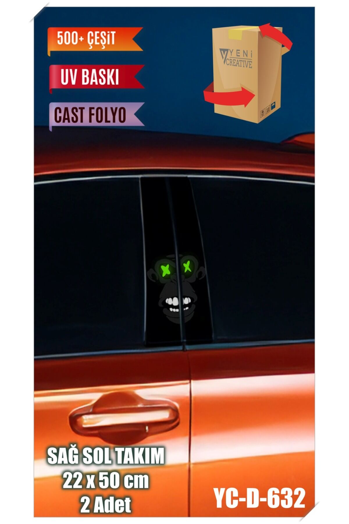 Araç Kapı Direk Kaplama Folyosu Desenli (SAĞ SOL TAKIM) (2 ADET) - 22x50 Cm Uyumlu