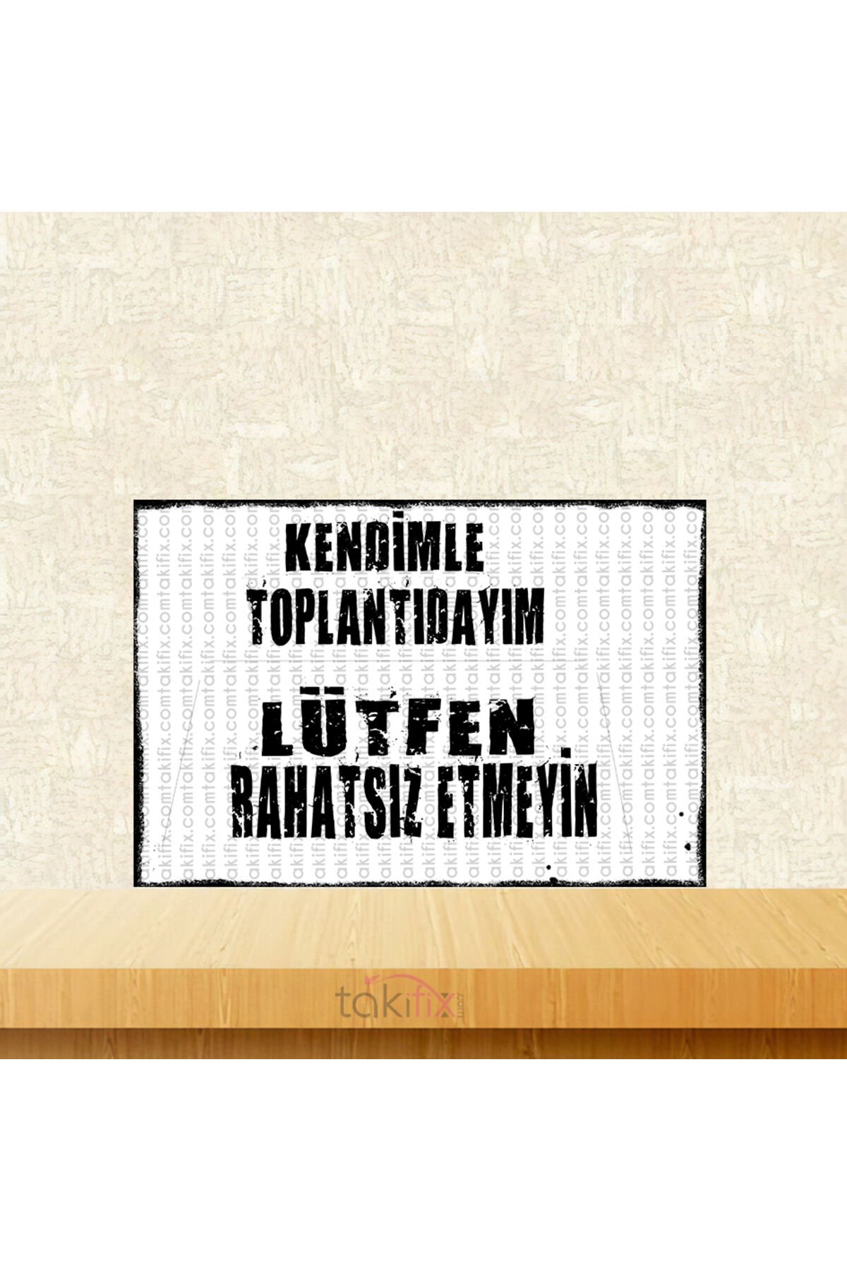 Lütfen Rahatsız Etmeyin 20x30 Cm Retro Ahşap Tablo