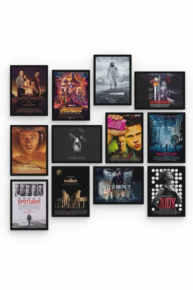 Film Kapakları 12 Parça Ahşap Mdf Tablo Tgtb1278