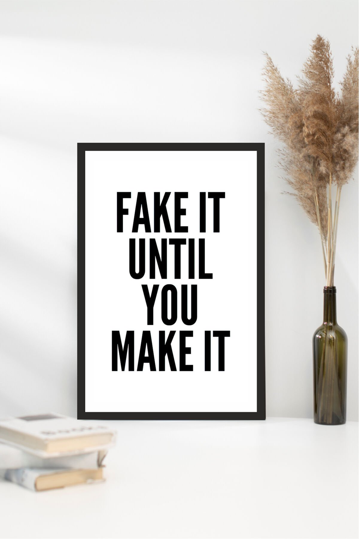 motto yazılı çerçeve görünümlü mdf tablo