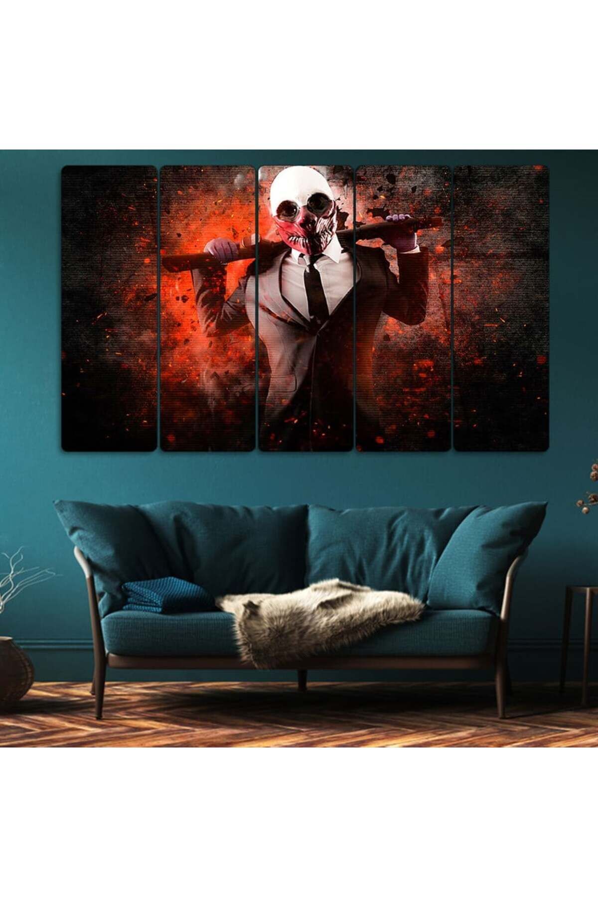 Maskeli ve Takım Elbiseli Adam - 5 Parçalı Tablo