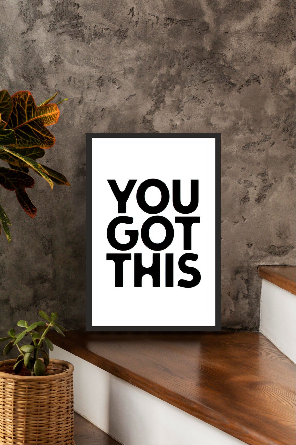 motto yazılı çerçeve görünümlü mdf tablo