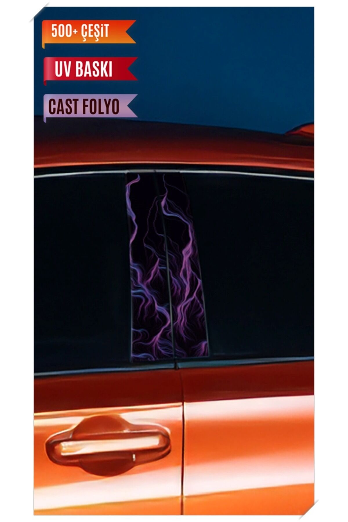 Araç Kapı Direk Kaplama Folyosu Desenli (Sağ Sol Takım) (2 Adet) - 22x50 Cm