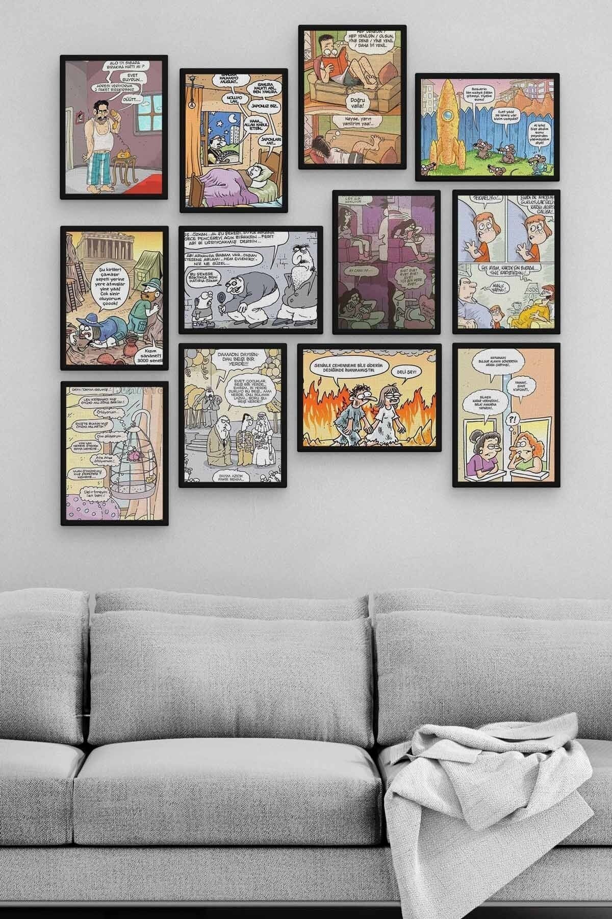 Karikatür 12 Parça Ahşap Mdf Tablo Tgtb1284