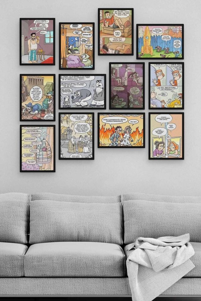 Karikatür 12 Parça Ahşap Mdf Tablo Tgtb1284