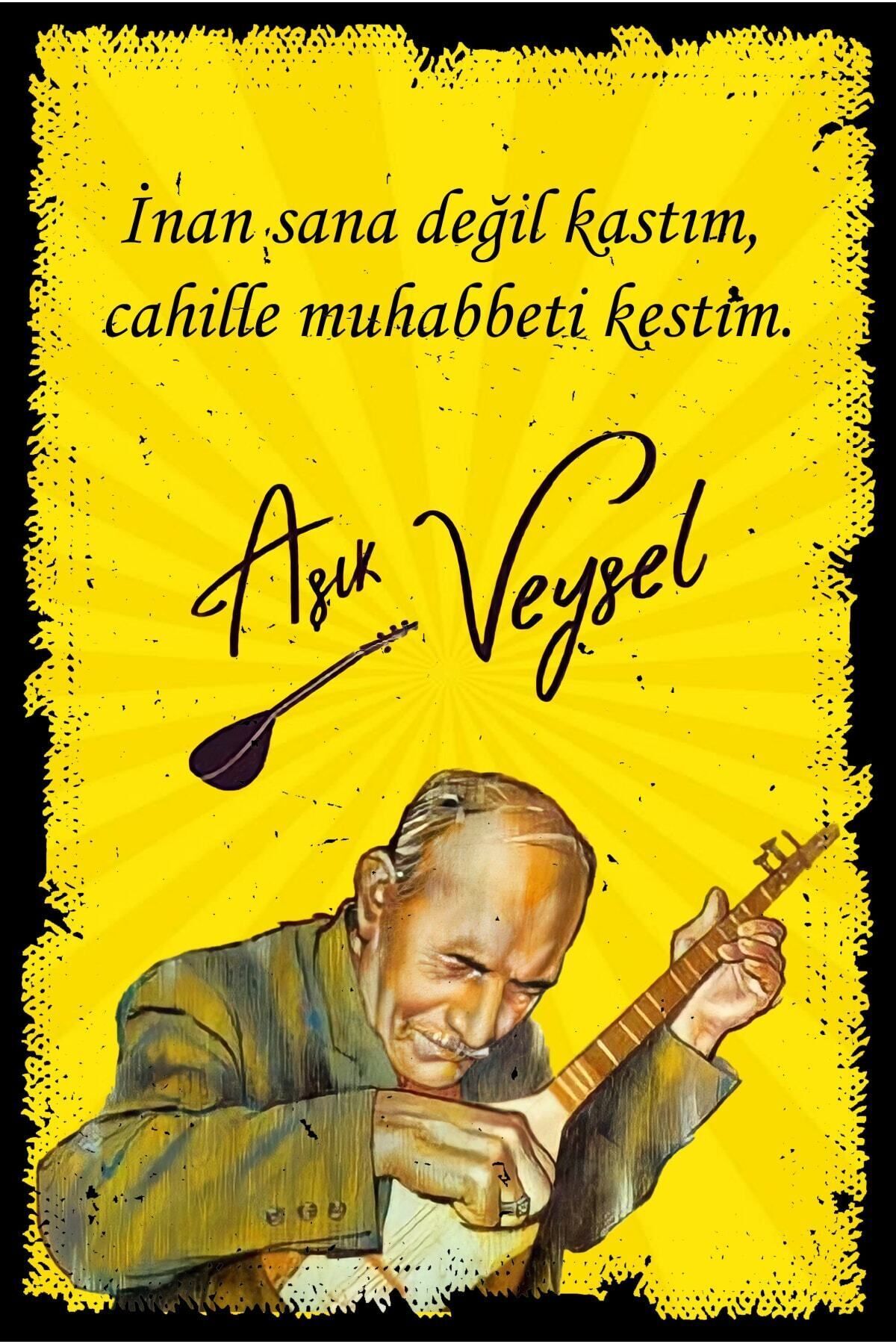 Aşık Veysel Retro Tablo Ahşap Poster