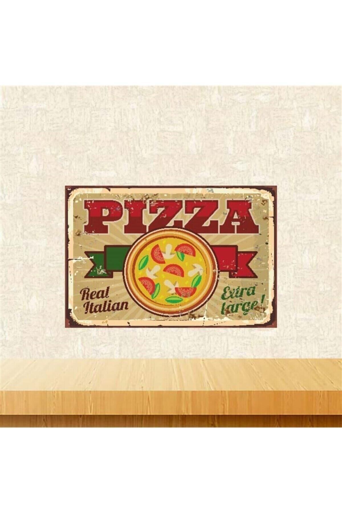 Pizza Temalı Retro Ahşap Tablo Tkfx4049 20 30 Cm