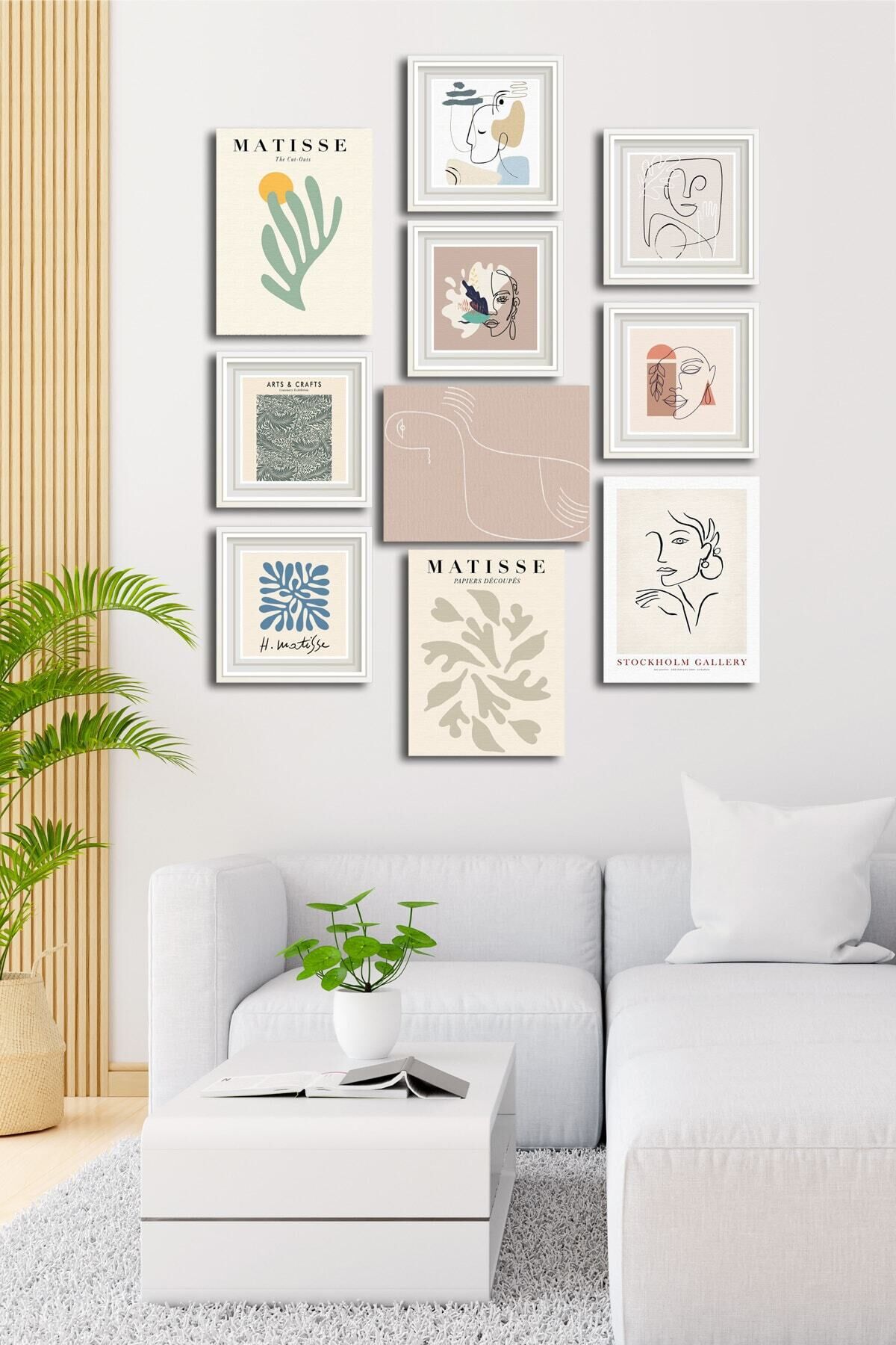 10 Parçalı Çerçeve Görünümlü Mdf Tablo Seti Flm122