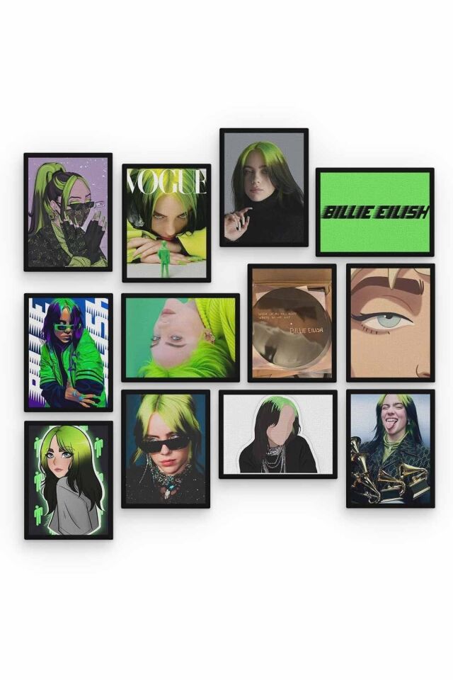 Billie Eilish 12 Parça Ahşap Mdf Tablo Zlltb417