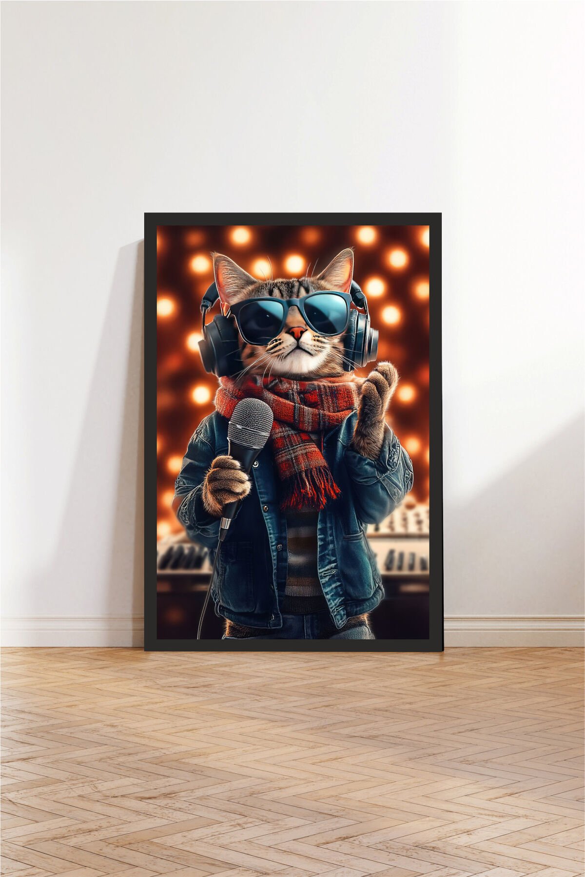 Kedi tasarımlı Çerçeve Görünümlü Mdf Tablo