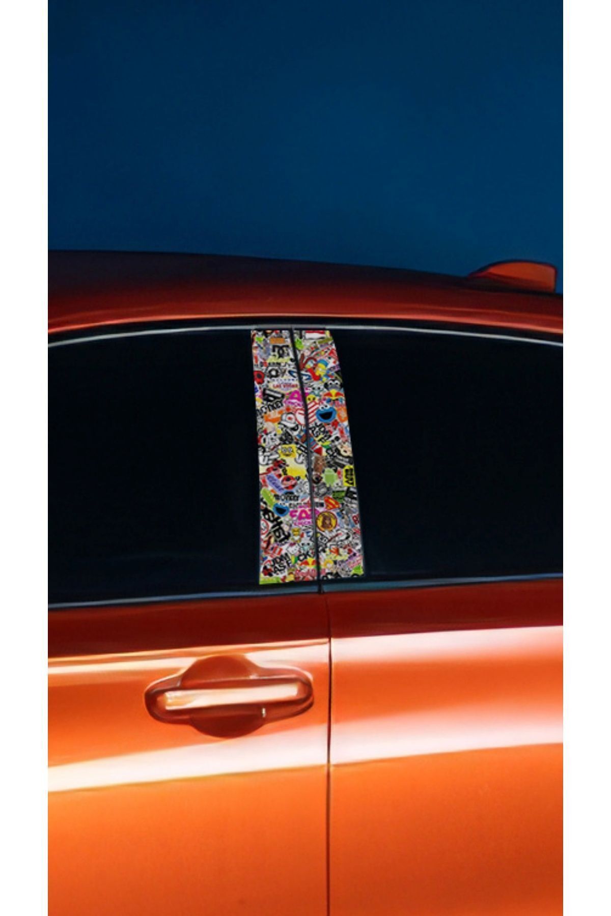 Araç Kapı Direk Kaplama Folyosu Desenli (SAĞ SOL TAKIM) (2 ADET) - 22x50 Cm