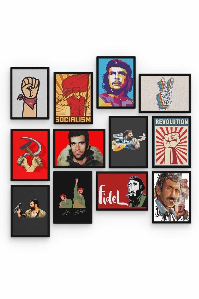 Felsefi 12 Parça Ahşap Mdf Tablo Tgtb642