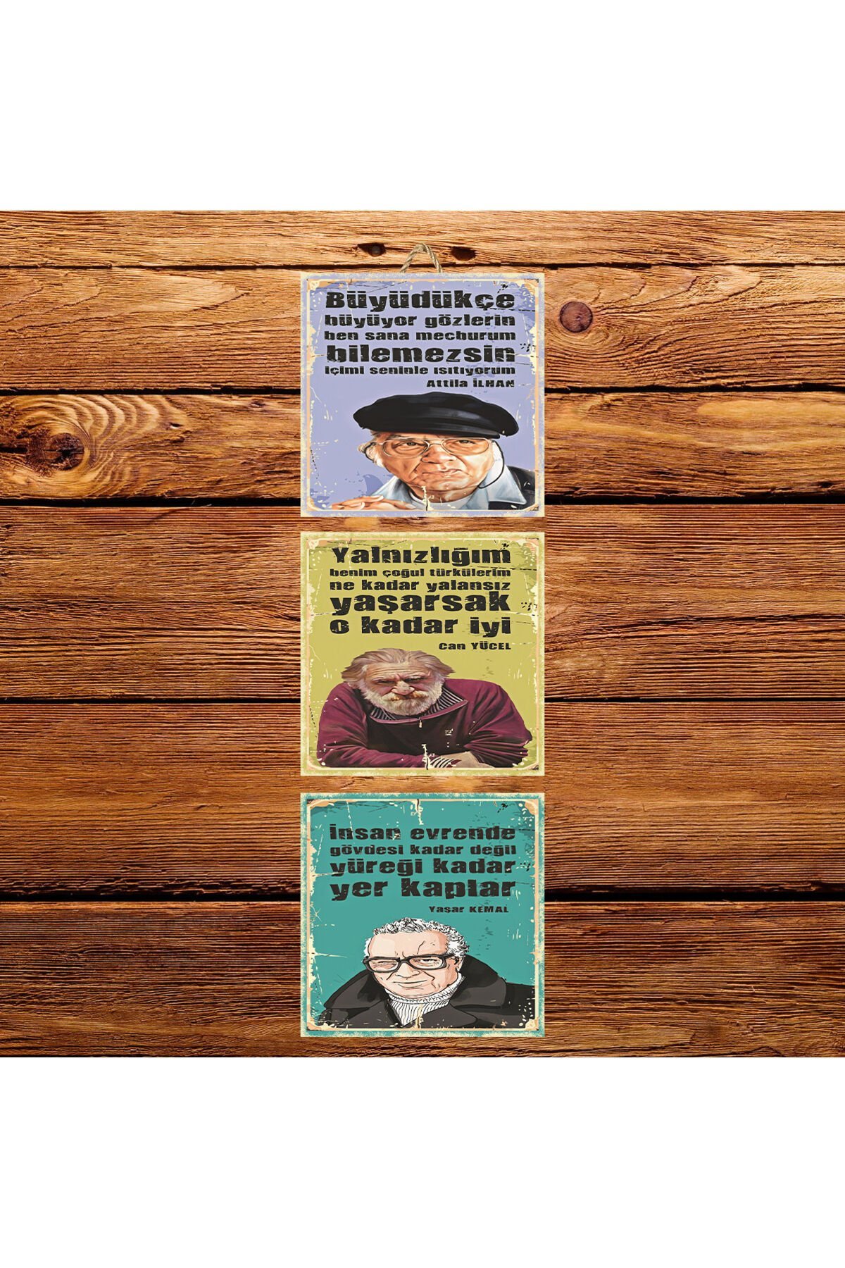 Şairler Can Yücel Yaşar Kemal Attilâ İlhan Temalı Üçlü 15 x 15 x 45 CM Set 01