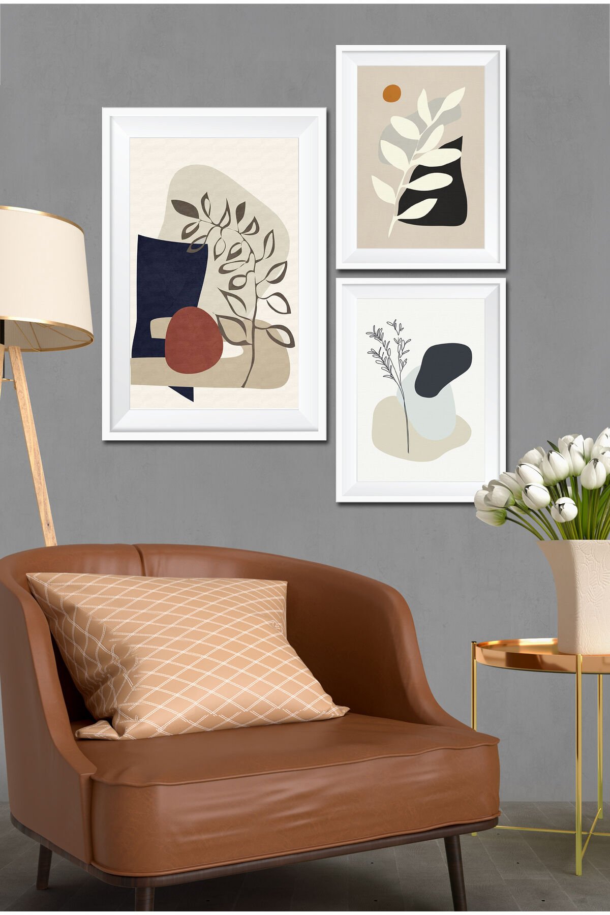 Parçalı Çerçeve Görünümlü Mdf Tablo Seti DNS