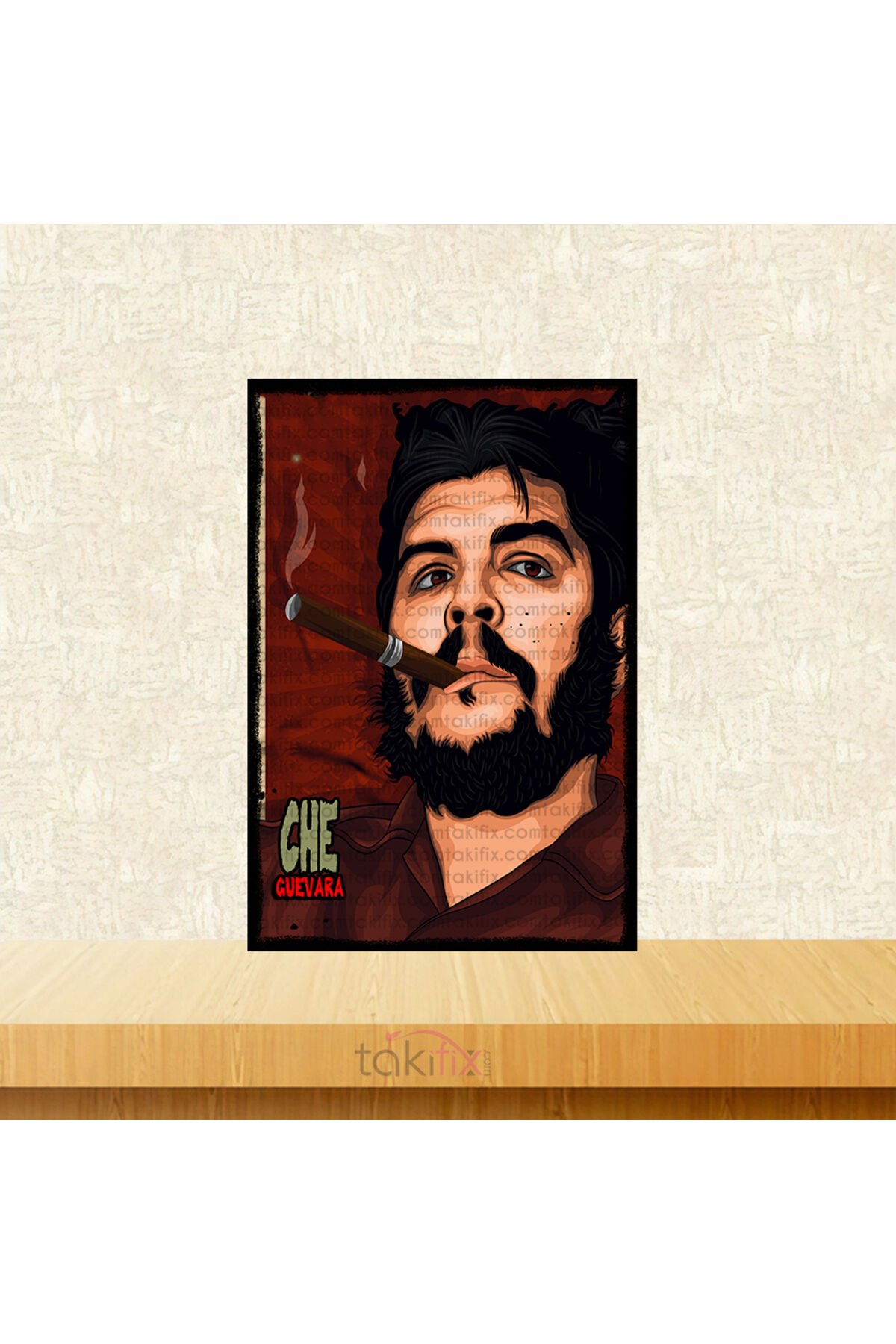 Che Guevara Tasarımlı 20x30 Cm Retro Ahşap Tablo