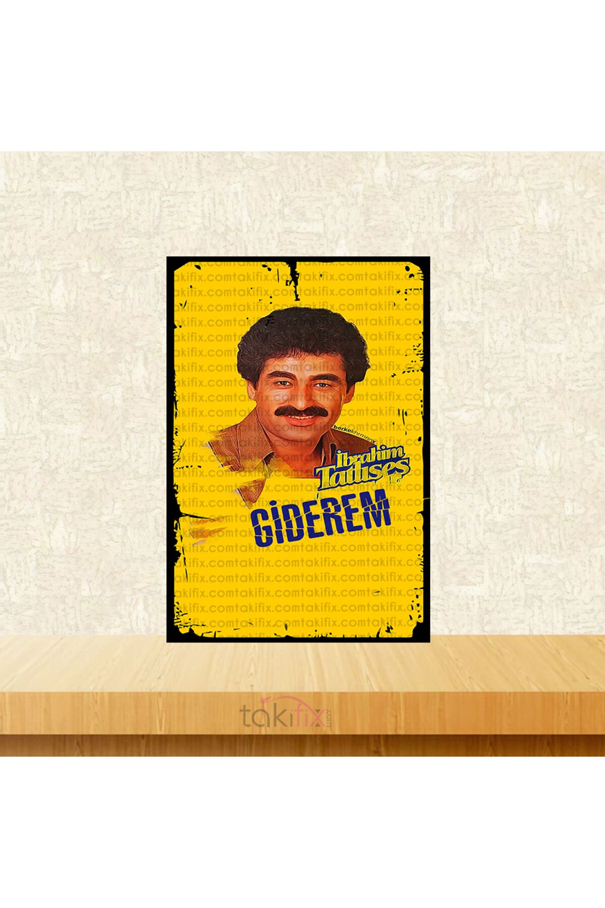 Giderem İbrahim Tatlıses 20x30 Cm Retro Ahşap Tablo