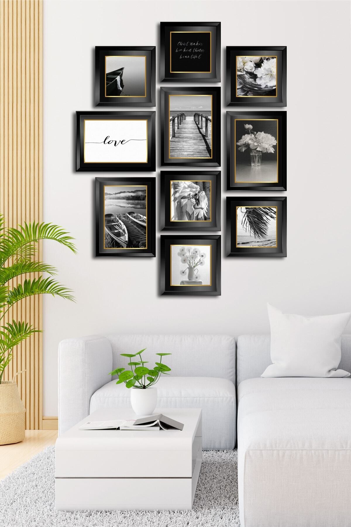 10 Parçalı Çerçeve Görünümlü Mdf Tablo Seti Flm059