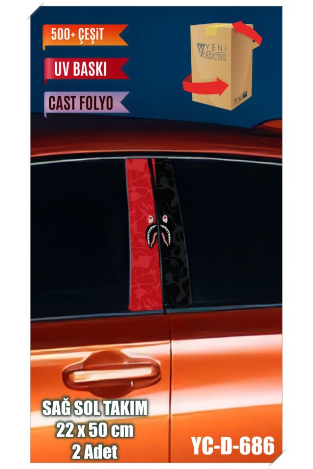 Araç Kapı Direk Kaplama Folyosu Desenli (sağ Sol Takim) (2 Adet) - 22x50 Cm