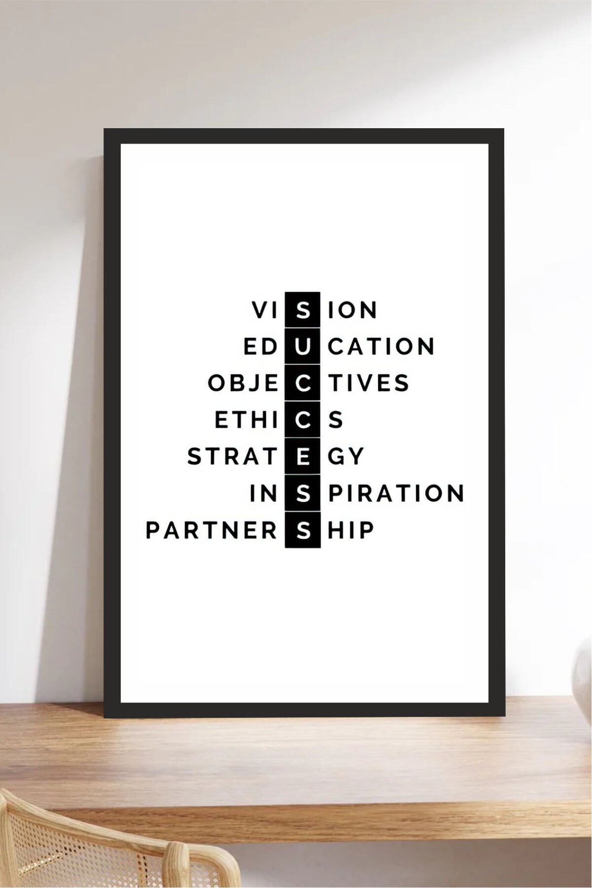 motto yazılı çerçeve görünümlü mdf tablo