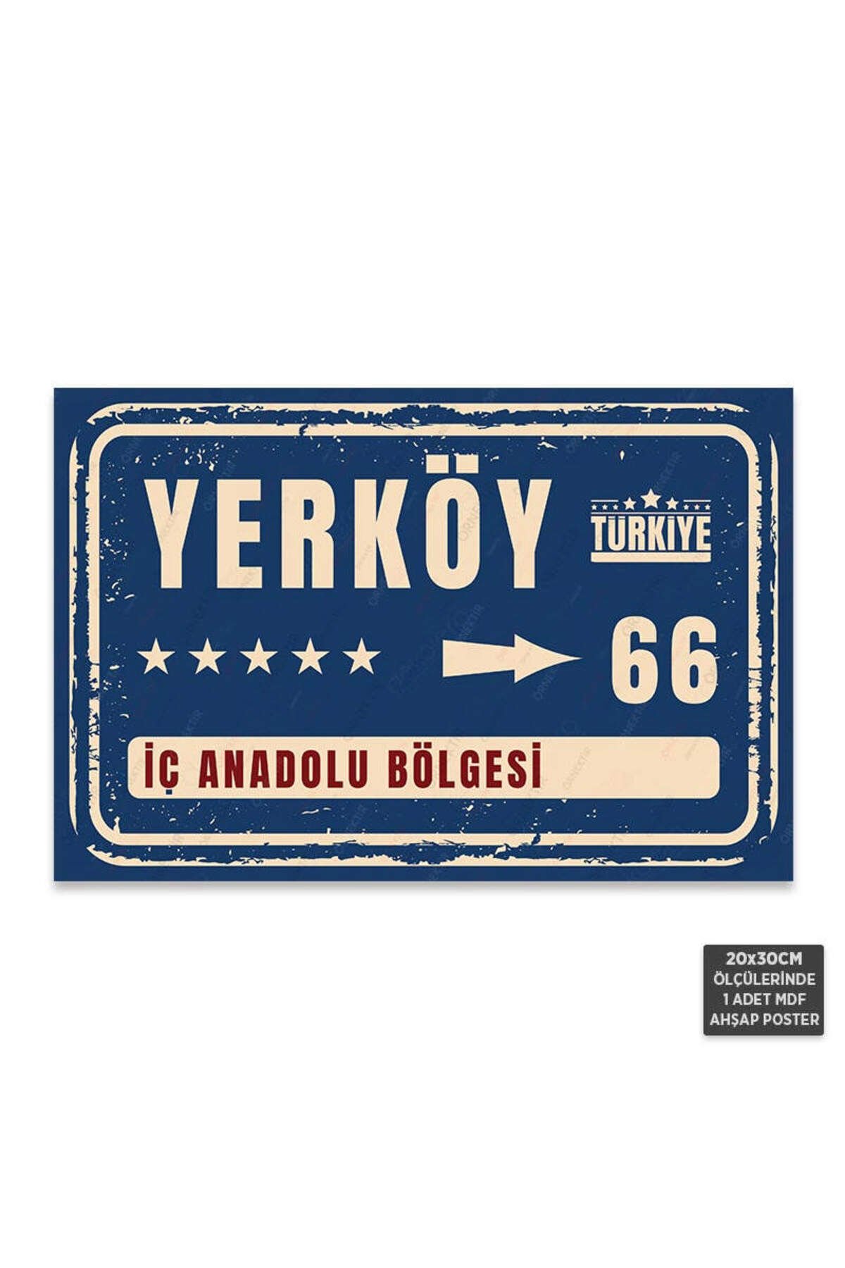 PT1198 - Yerköy Şehir Tabelası Retro Mdf Ahşap Poster (20x30cm)