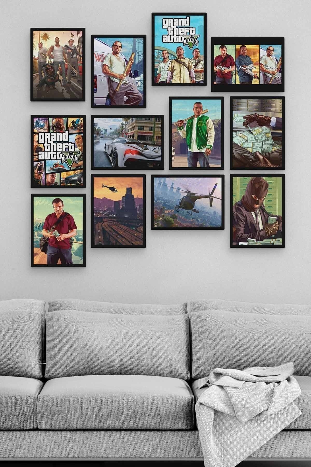 Gta 12 Parça Ahşap Mdf Tablo Zlltb205