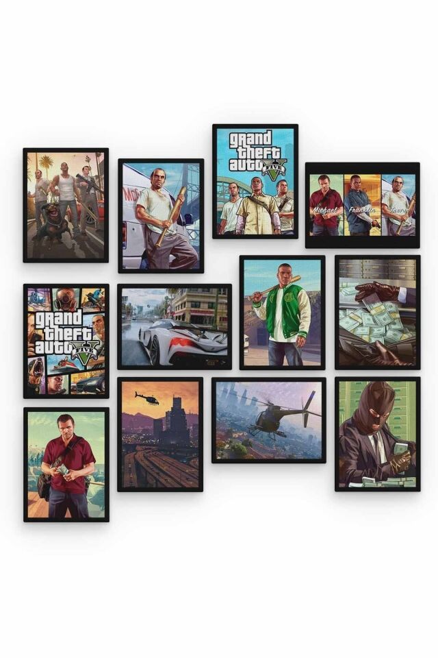 Gta 12 Parça Ahşap Mdf Tablo Zlltb205