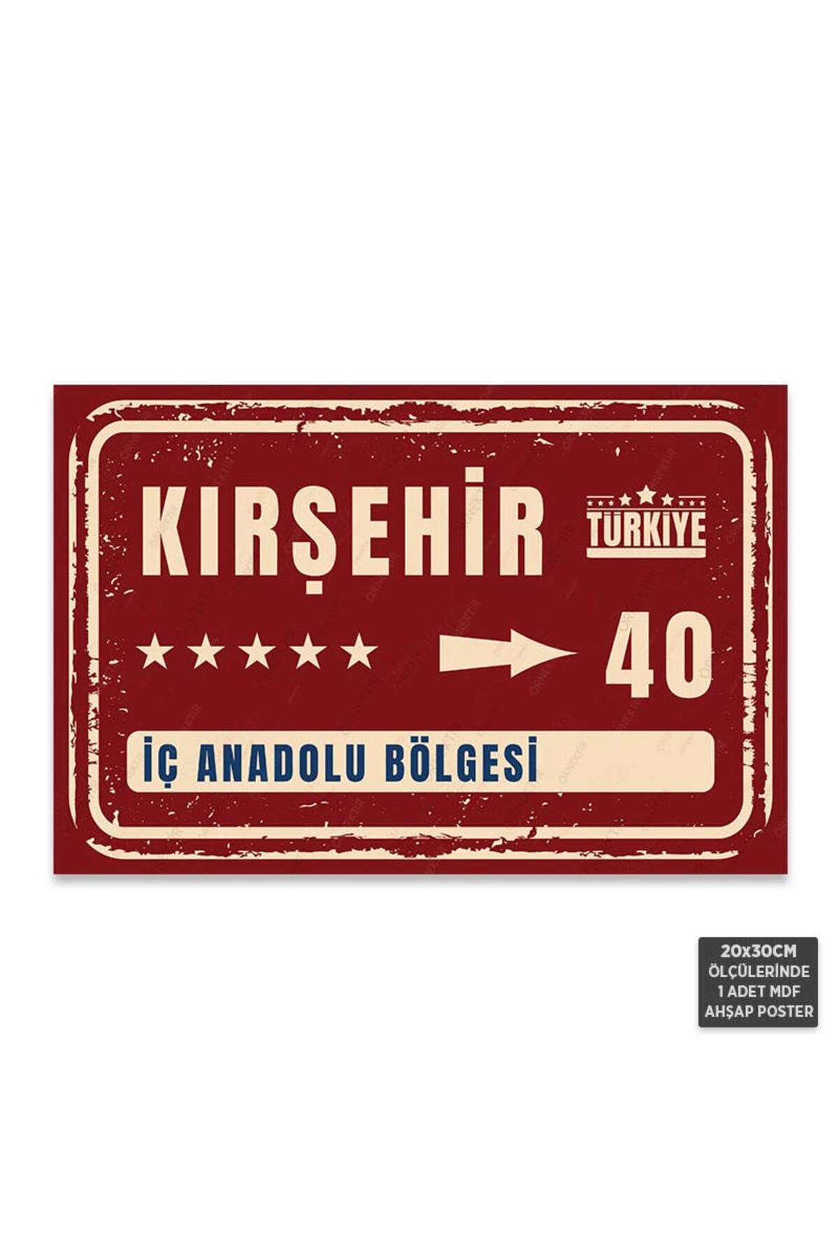 PT1109 - Kırşehir Şehir Tabelası Retro Mdf Ahşap Poster (20x30cm)