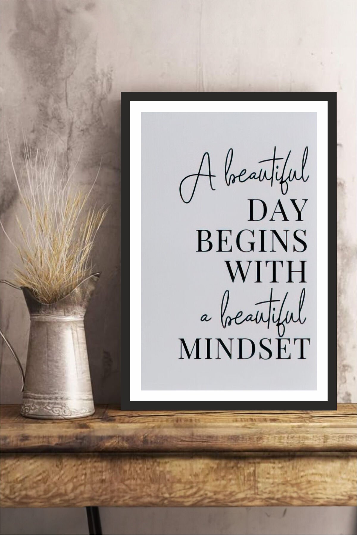 motto yazılı çerçeve görünümlü mdf tablo