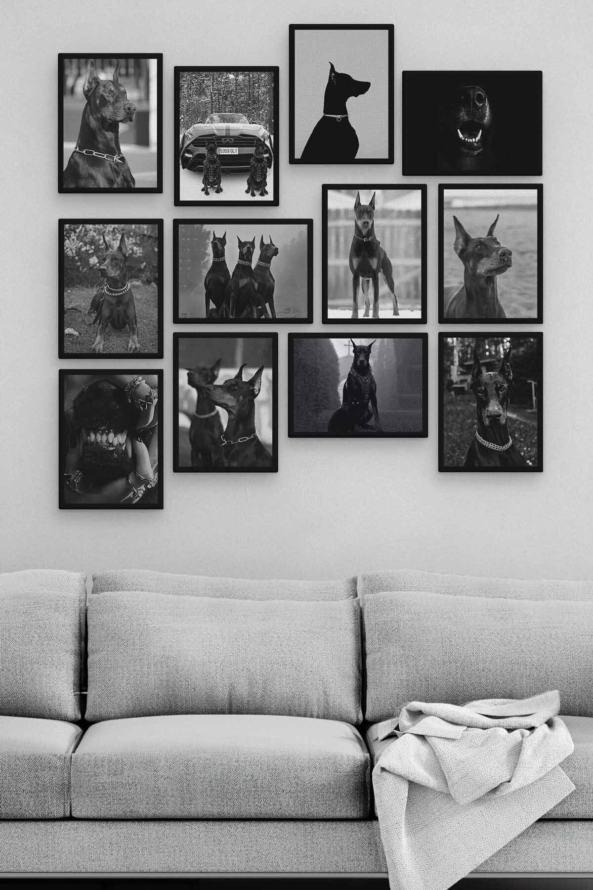 Doberman 12 Parça Ahşap Mdf Tablo Zlltb341