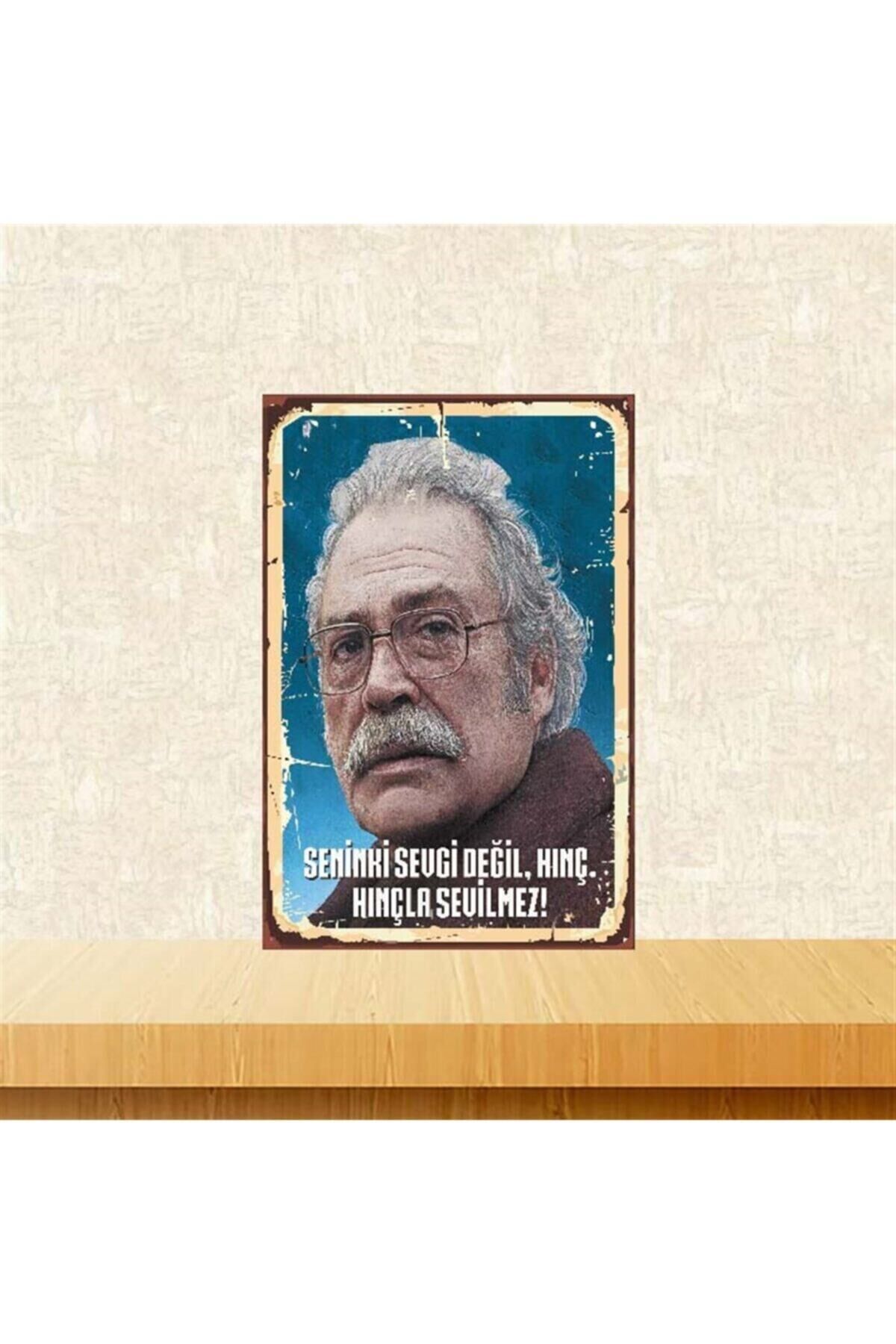 Haluk Bilginer Seninki Sevgi Değil Retro Ahşap Poster