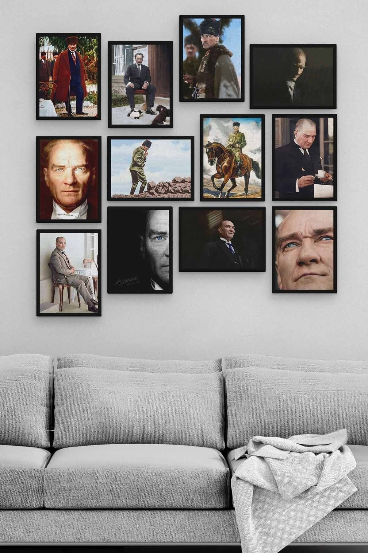 Mustafa Kemal Atatürk 12 Parça Ahşap Mdf Tablo Zlltb249
