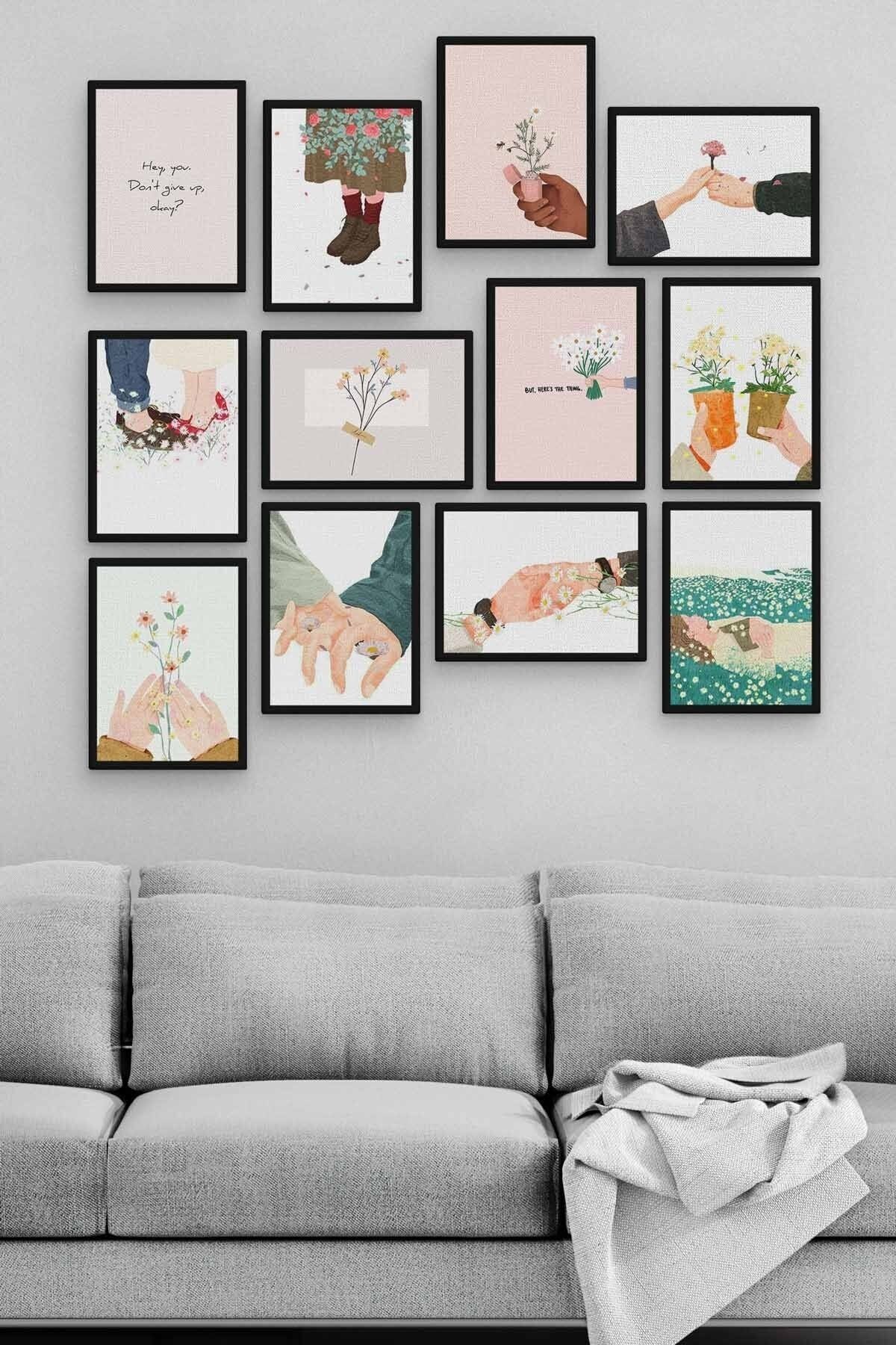 Papatya 12 Parça Ahşap Mdf Tablo Zlltb334