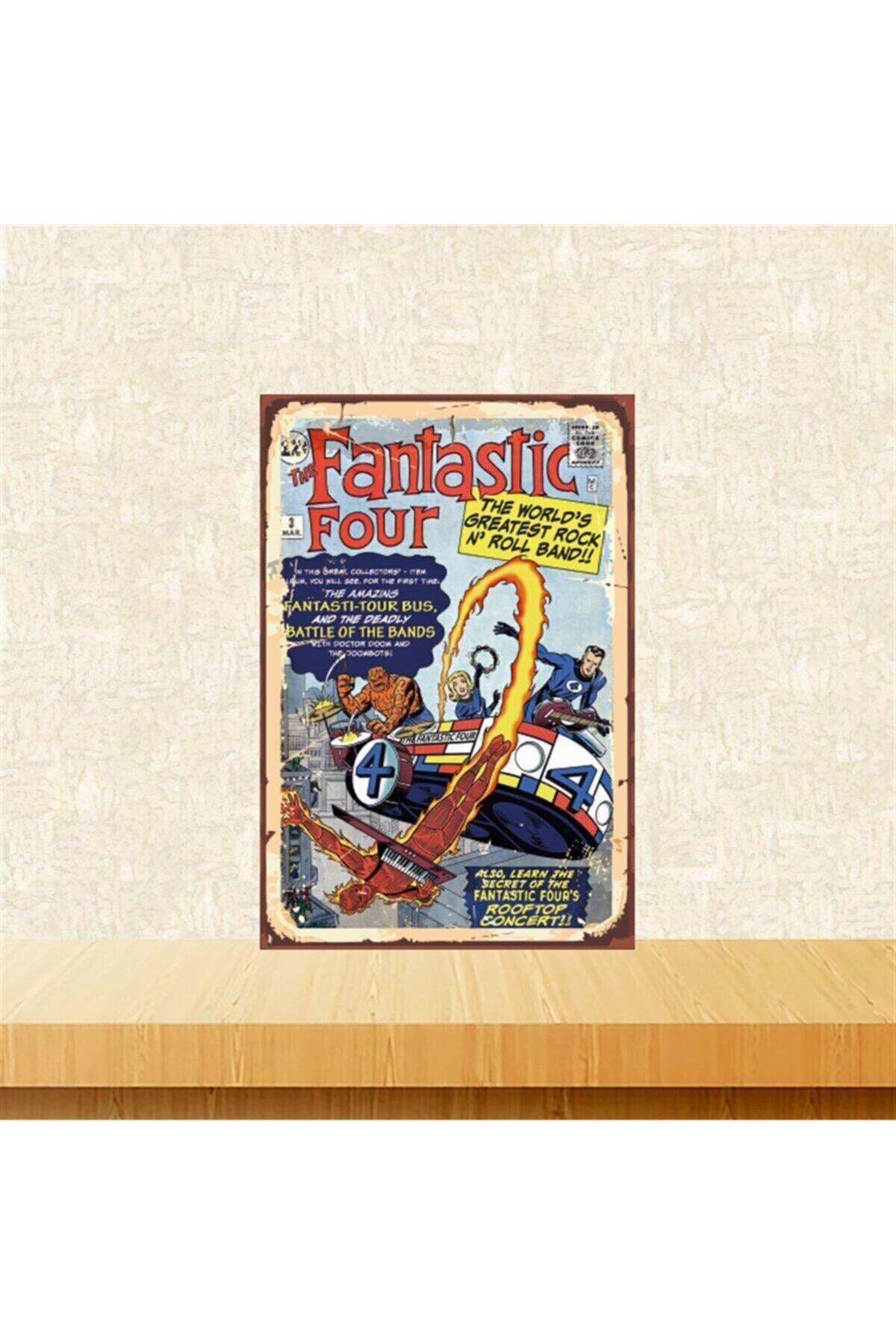 Fantastic Four 20-30 Cm Retro Ahşap Tablo Tkfx5267