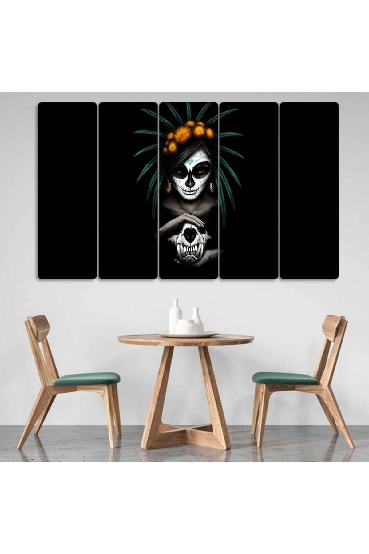 La Catrina, Sugar Skulls - 5 Parçalı Tablo