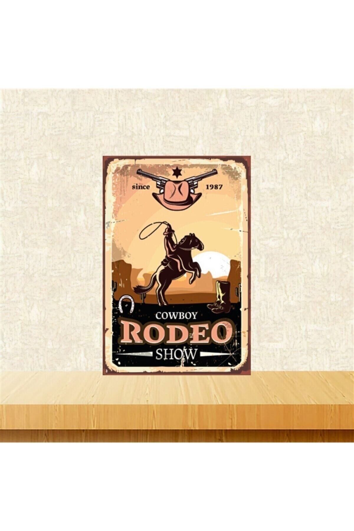 Cowboy Rodeo Show 20-30 Cm Retro Ahşap Tablo Tkfx5168