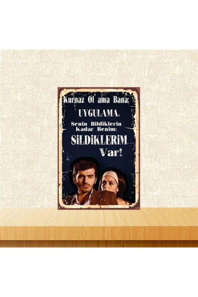 Kurnaz Ol Ama Bana Uygulama 20-30 Cm Retro Ahşap Poster Tkfx4404