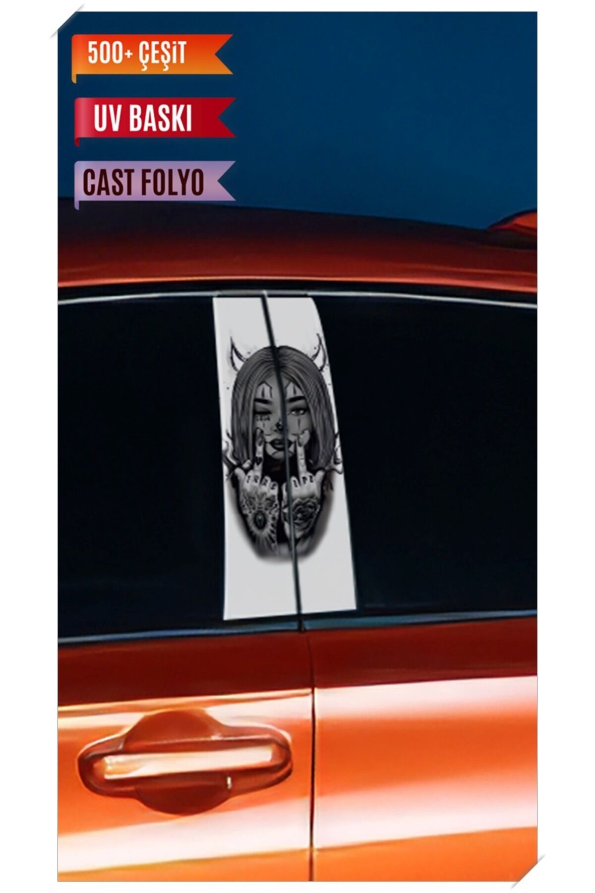 Araç Kapı Direk Kaplama Folyosu Rahibe Desenli (Sağ Sol Takım) (2 Adet) - 22x50 Cm