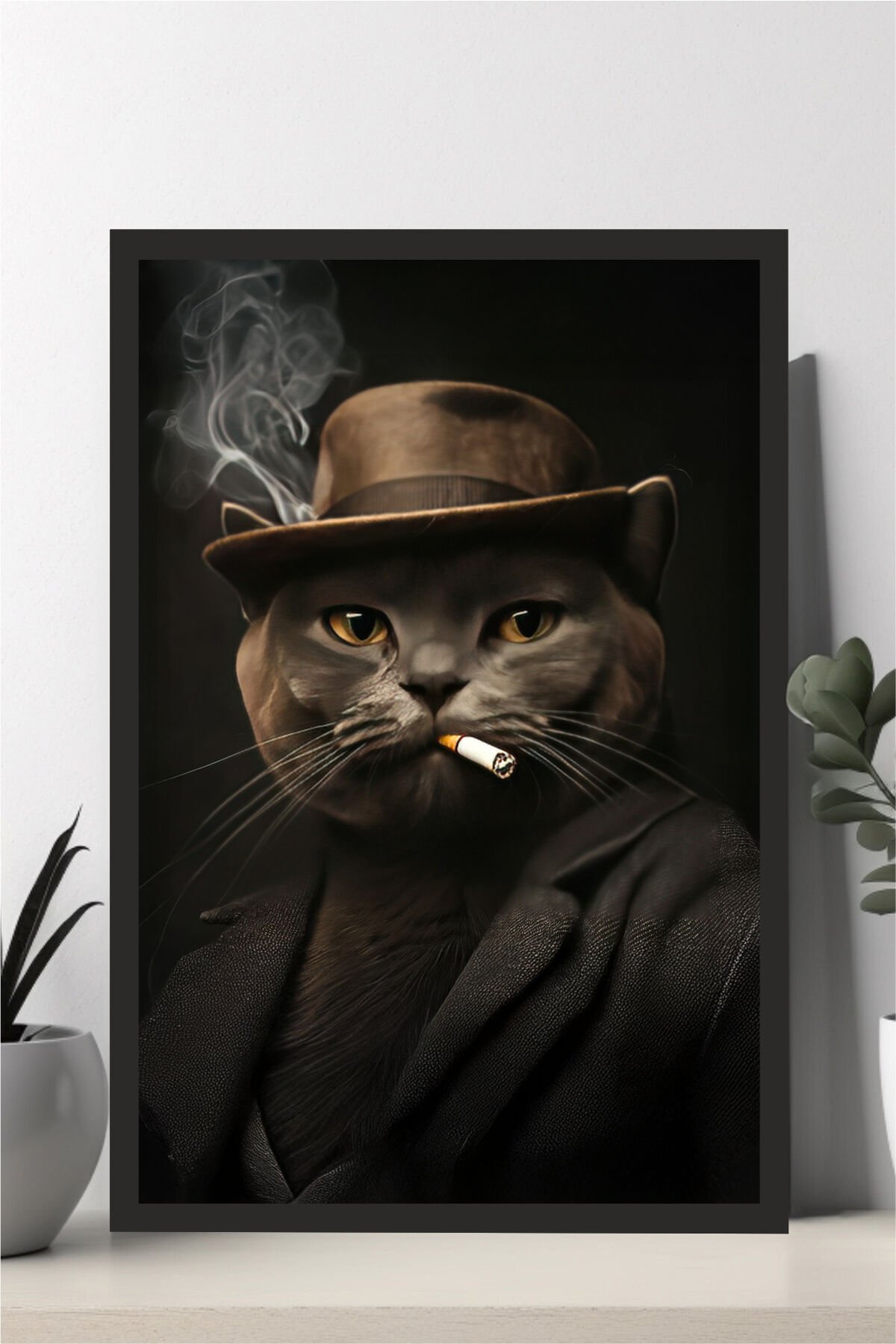 Kedi tasarımlı Çerçeve Görünümlü Mdf Tablo