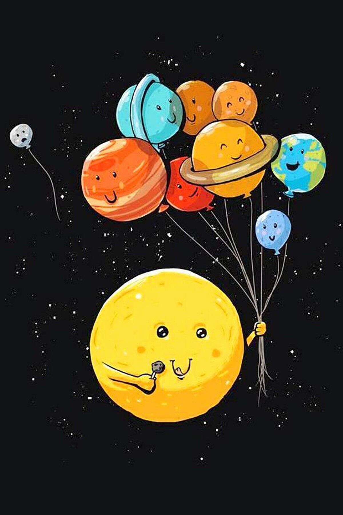 Gezegenler Tasarımlı Ahşap Poster