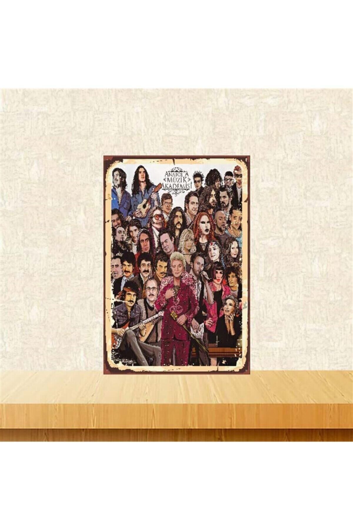 Müzik Akademisi 20-30 cm Retro Ahşap Poster Tkfx4064