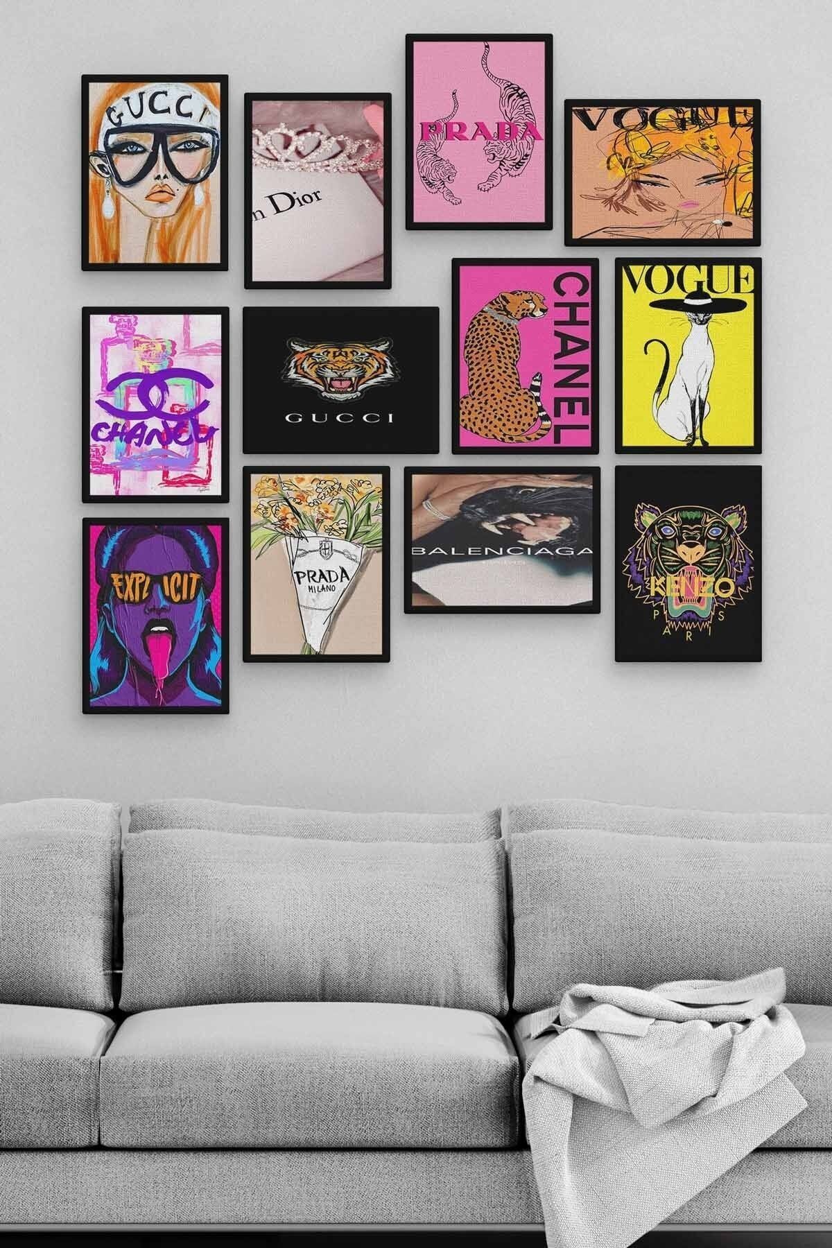 Markalar 12 Parça Ahşap Mdf Tablo Zlltb382