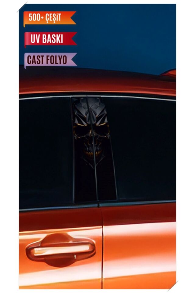 Araç Kapı Direk Kaplama Folyosu Desenli (Sağ Sol Takım) (2 Adet) - 22x50 Cm