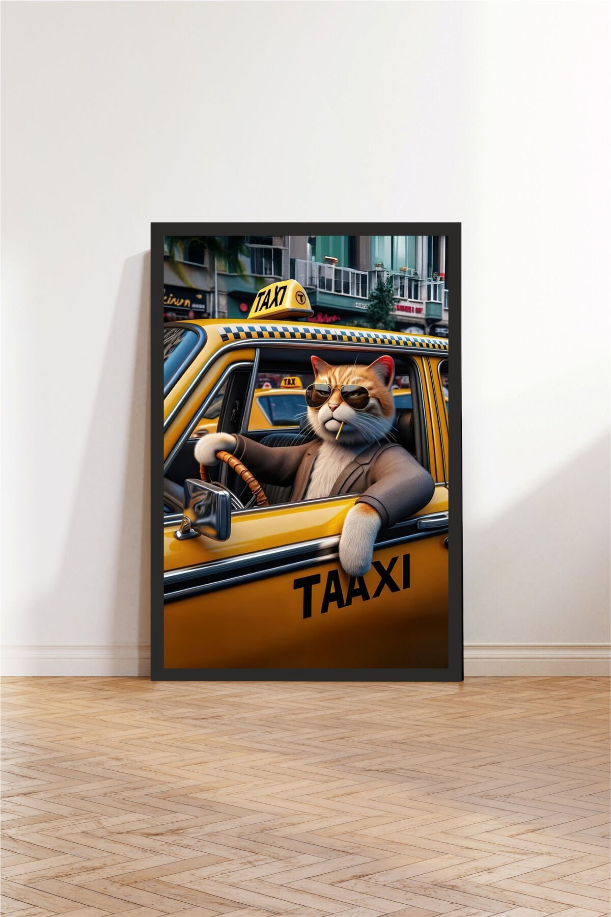 Kedi tasarımlı Çerçeve Görünümlü Mdf Tablo