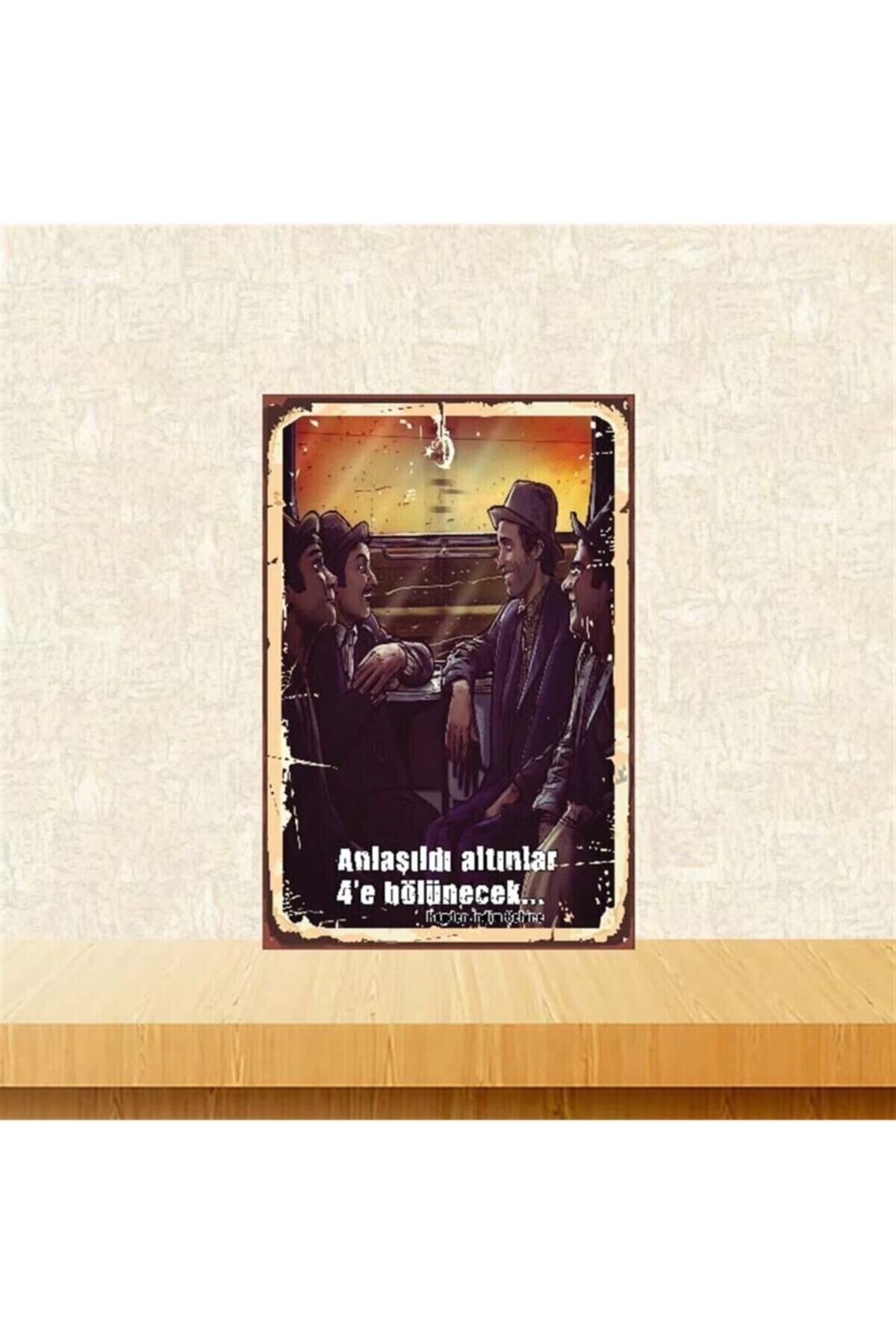 Köyden Indim Şehire Tasarımlı 20-30 Cm Retro Ahşap Poster