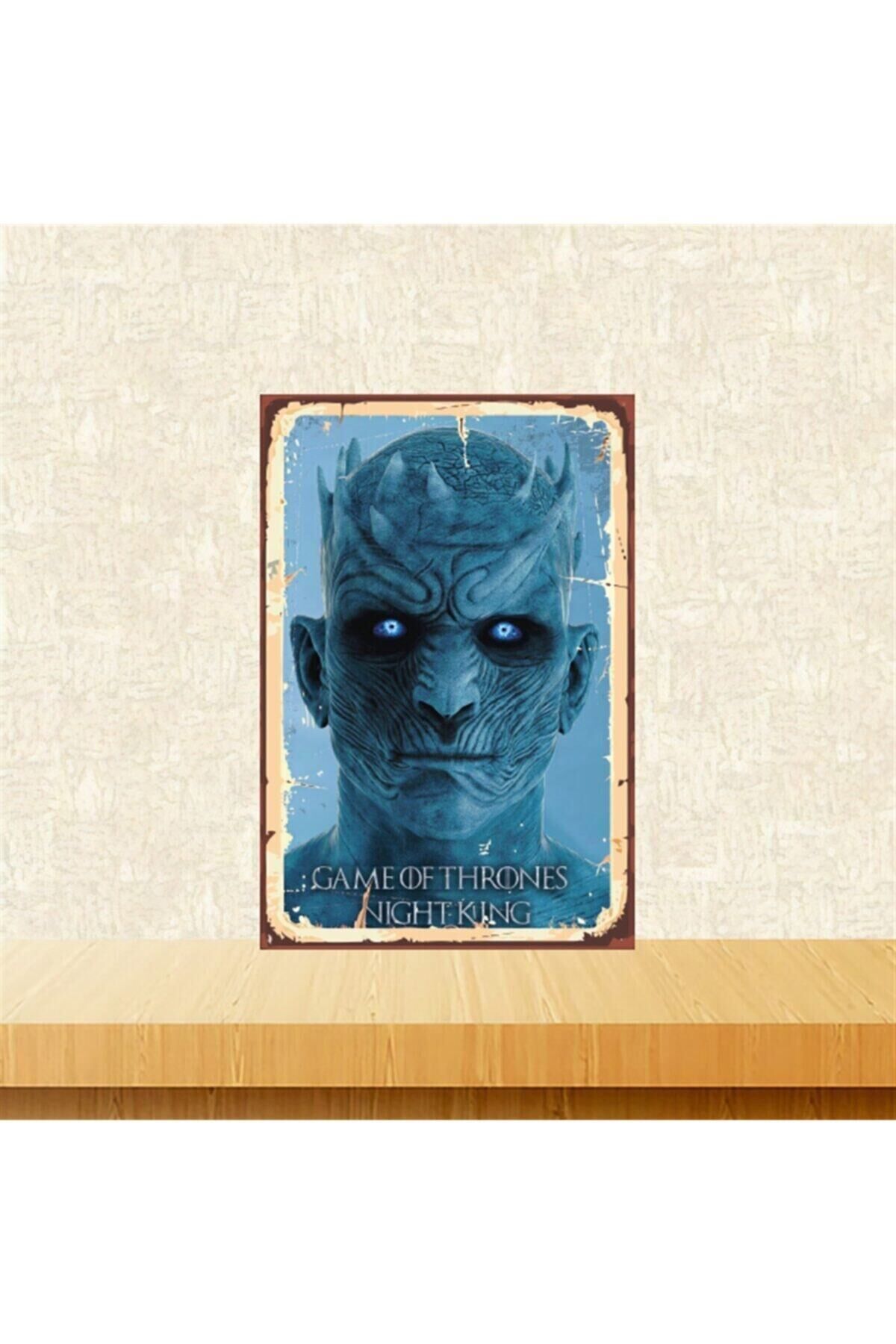 Game Of Thrones Night King Tasarımlı 20-30 Cm Retro Ahşap Tablo Tkfx5022