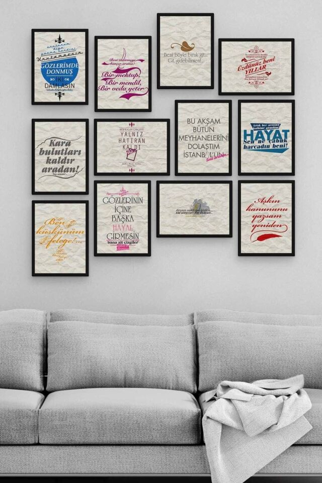 Kırışmış Kağıt 12 Parça Ahşap Mdf Tablo Zlltb156