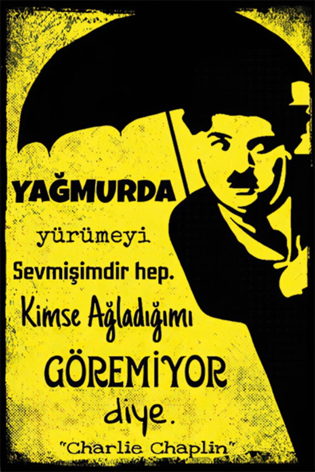 Charlie Chaplin Retro Ahşap Poster