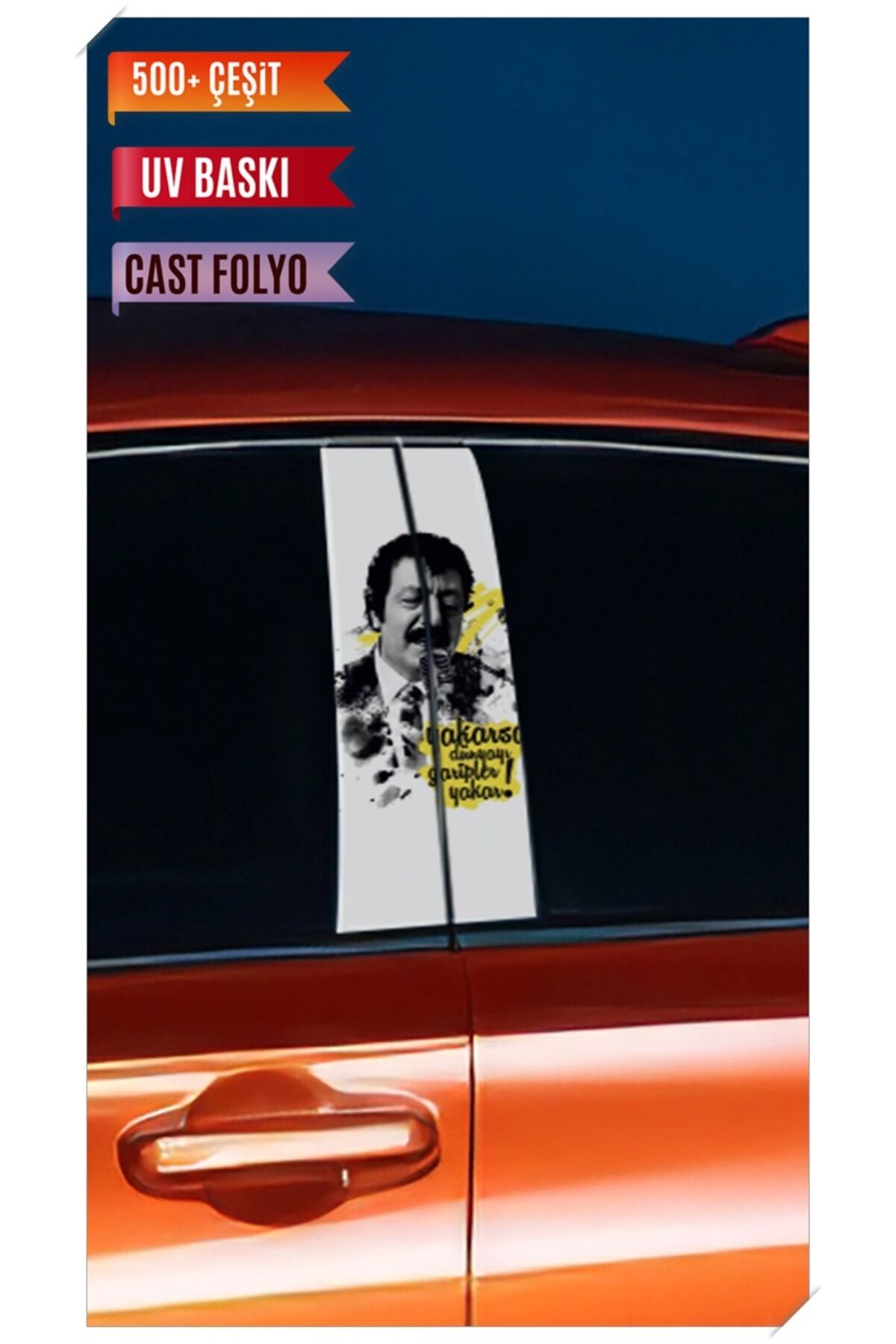 Araç Kapı Direk Kaplama Folyosu Müslüm Desenli (Sağ Sol Takım) (2 Adet) - 22x50 Cm